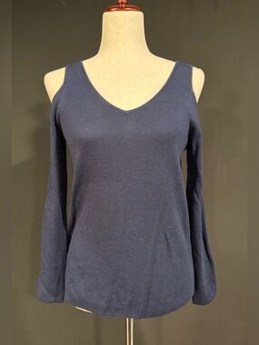 Banana Republic Factory Navy Cold-Shoulder Sweater